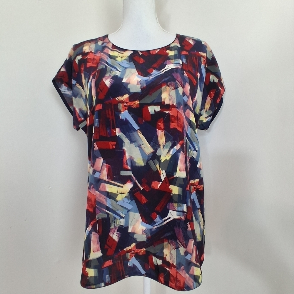 Lafayette 148 New York Sleeveless Adela Silk Multicolor Blouse Size Small